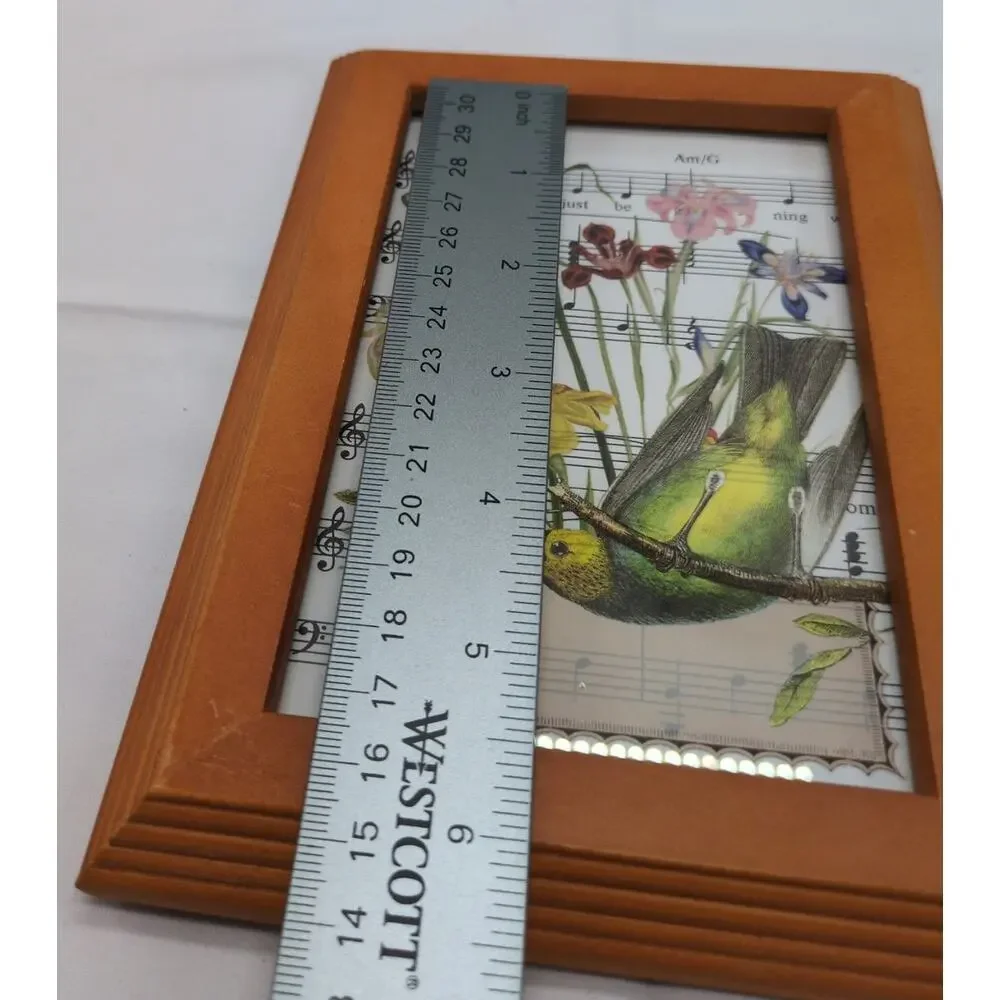 Burnes Wood Frame 4x6 Cottagecore Botanical Bird Butterfly Upcycled Art Decor